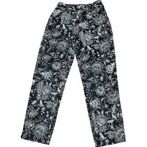 AGB Byer California Black Ivory Floral Zip on Side Dress Pants Hem Slit Size 10